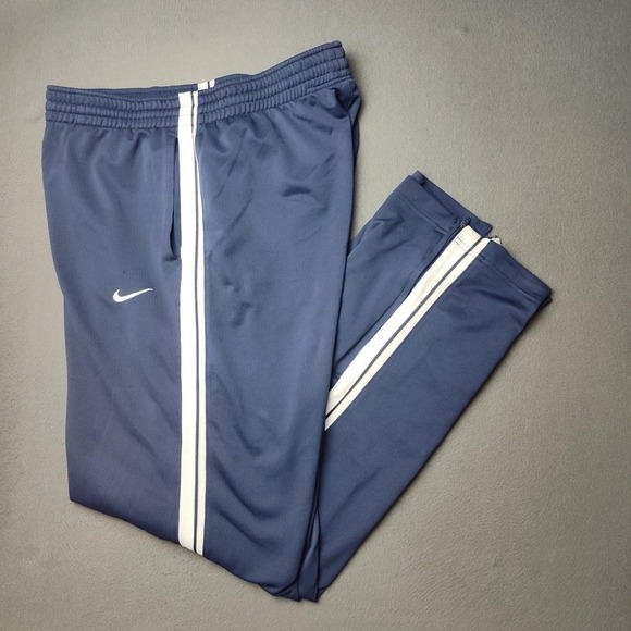 Nike Basketball Pants Mens Large Blue Overtime Warm Up Zipper Track Athletic Y2K - Picture 1 of 13